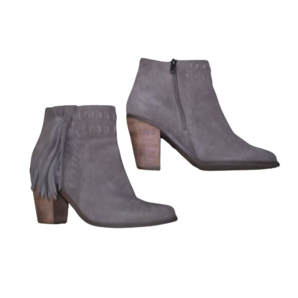 Jessica Simpson Suede Cowgirl Fringe Ankle Booties Brown Western Size 9.5 - Picture 1 of 13